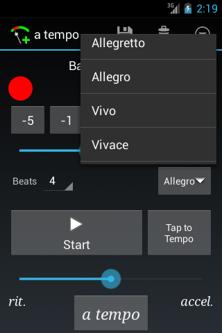 a tempo Screen 2