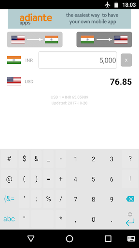 Dollar to Indian Rupee Screen 2