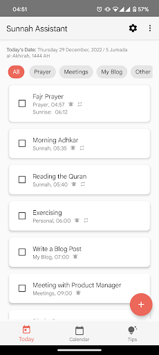 Android application Sunnah Assistant:ToDo & Prayer screenshort