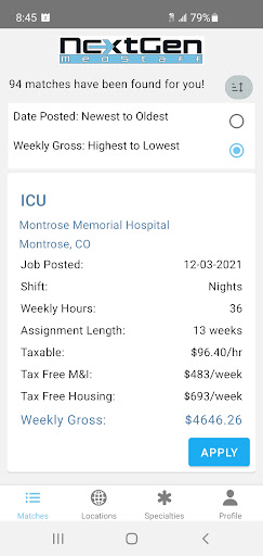 Android application NextGenMedStaff: Travel Nurse screenshort