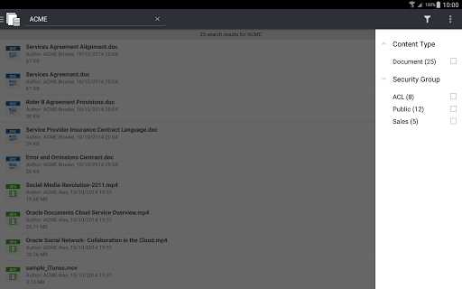 Screenshot of Oracle WebCenter Content