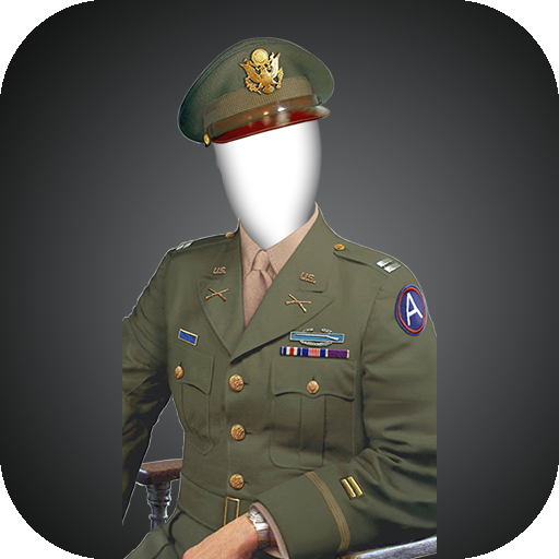 Military portrait photomontage logo