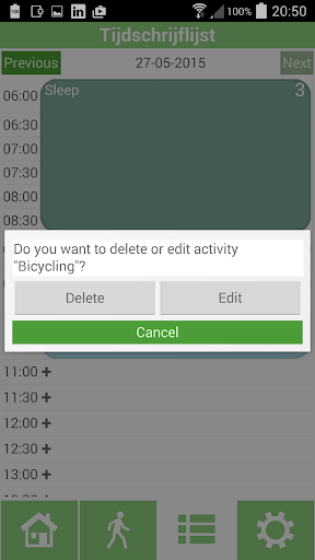 TimeToleranceRegistrationList Screen 2