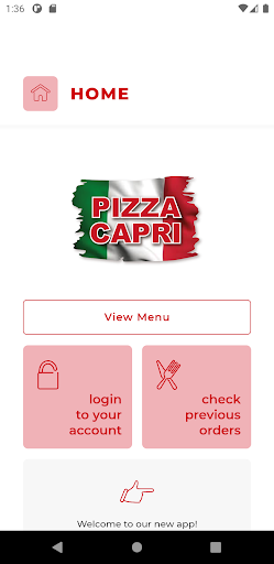 Android application Pizza Capri screenshort