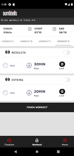 Android application Dumbbells screenshort