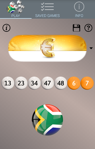 Lotto SA: Algorithm for lotto Screen 3