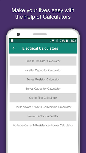 Screenshot of Electrical Engineering App
