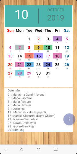 Android application India Calendar screenshort