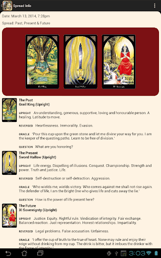 Screenshot of Arthurian Tarot
