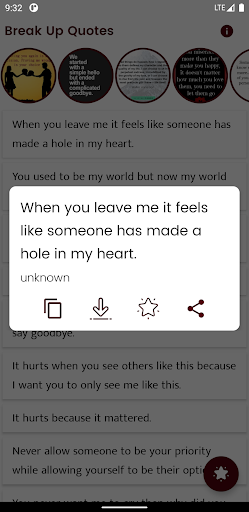 Android application Break Up Quotes and Sayings screenshort