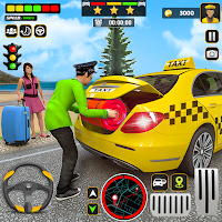 Желтая кабина американского таксиста 3D такси игры