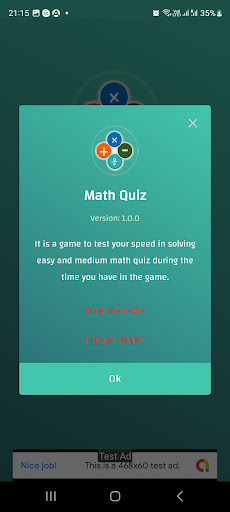 Maths Quiz Screen 2
