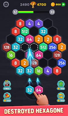 Merge Hexa Puzzle 3D 2048 Game - Screenshot 2