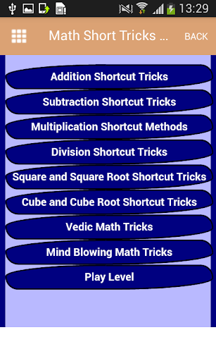 Android application Mathematics Tricks मैथ ट्रिक्स screenshort
