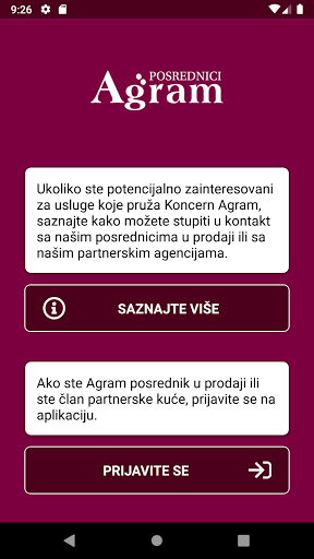 Android application Agram posrednici screenshort
