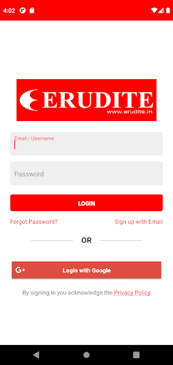 Android application ERUDITE screenshort