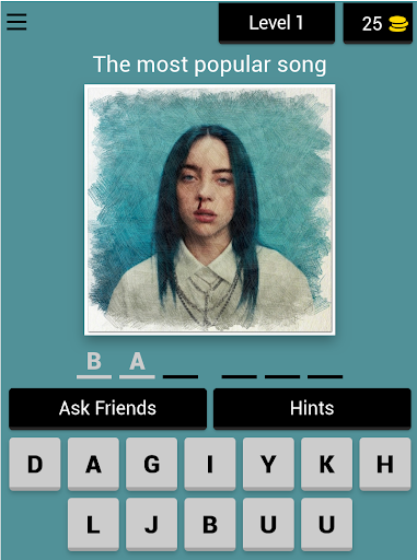 Screen of the APK I think the song Billie Eilish 1656007986