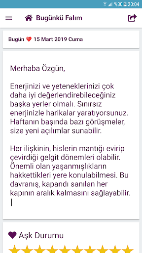 Android application Bugünkü Falım - Günlük Fal screenshort