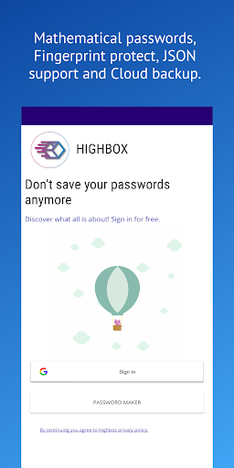 Android application Highbox Magic Password Manager screenshort