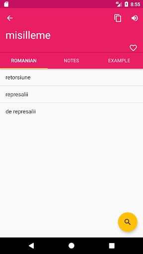 Romanian Turkish Dictionary Screen 2