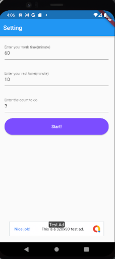 Android application Pomodoro Timer screenshort