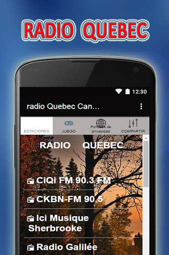 Android application Quebec Canada radios screenshort