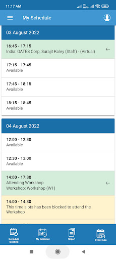 GATES 1 on 1 Scheduler Screen 3