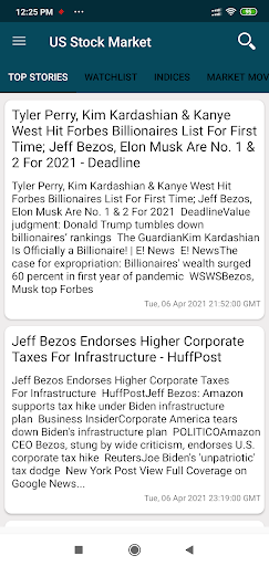 Android application US Live Stock Market screenshort