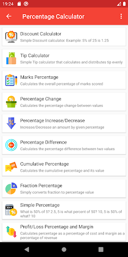 Android application Percentage Calculator screenshort