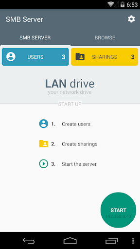 Android application LAN drive - SAMBA Server & Cli screenshort