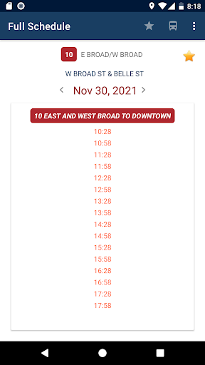 Columbus Bus Schedules Screen 3
