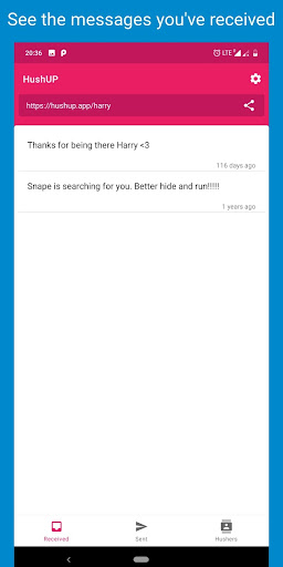 Android application HushUP - Your anonymous friend screenshort