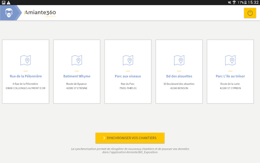 Android application Amiante360 Exposition Mobile screenshort