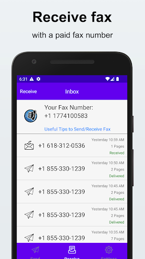 Send & Receive Fax Number Screen 2