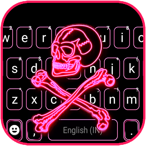 Pink Neon Skull Keyboard Backg logo