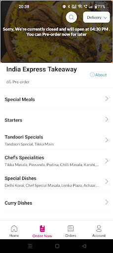 India Express Takeaway Screen 3