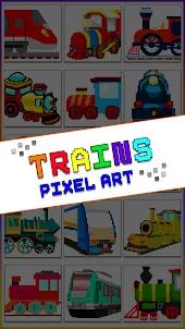 Trains Pixel Art Coloring Book