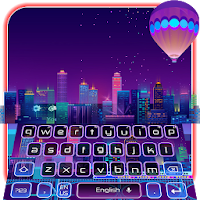 3D Live Neon City Life Keyboard Theme