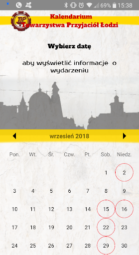 Android application Kalendarium TPŁ screenshort