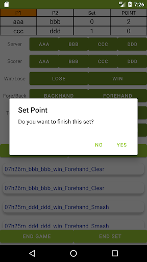 Android application Badminton Recorder n Analysis screenshort