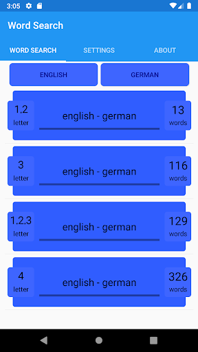 Multi Language Word Search Screen 2
