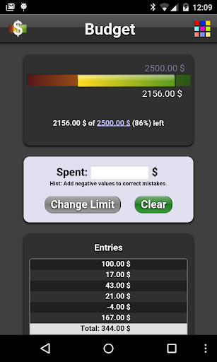 Android application Budget Lite screenshort