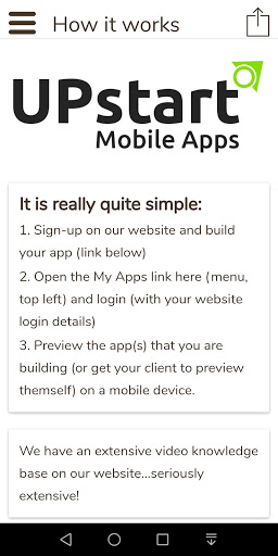 Android application UPstart app screenshort