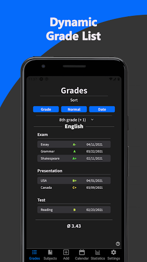 upGrades - Grades & Calendar Screen 2