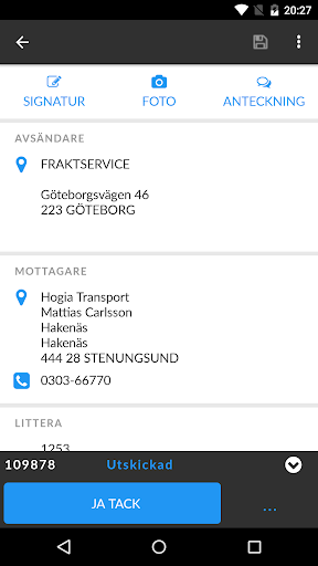 Hogia Transport Mobile 2.0 Screen 2