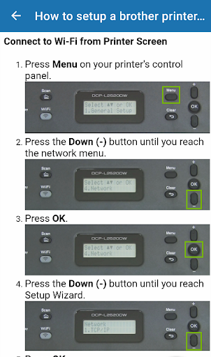 Brother Printer Setup Guide Screen 2