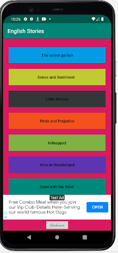 Android application English stories screenshort