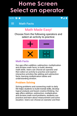 Android application Math Facts screenshort