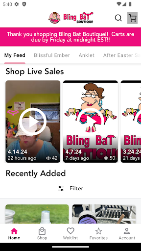 Android application Bling Bat Boutique screenshort