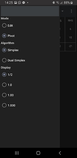 LPCalc: Simplex Method Calc Screen 3